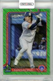 2025 TOPPS CHROME NPB 長岡秀樹 #31 Base Green Shimmer Refractor Parallel【16/99】 ヤクルト