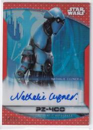 2020 Star Wars Chrome Perspectives Resistance vs. First Order Autograph Orange Refractor Nathalie Cuzner as PZ-4CO 14/50
