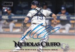 2019 Topps stadium club Tampa Bay Rays Nicholas Ciuffo Autographs Black Foil パラレル版 16/25