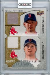 2009 UPPER DECK Ballpark Collection Daisuke Matsuzaka & Jonathan Papelbon Dual Swatch Memorabilia【016/200】