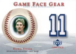2003 UPPER DECK Game Face Gear  Richie Sexson Game Used Jersey