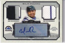 2013 Topps Museum Collection Colorado Rockies Wilin Rosario Signature Swatches Dual Relic Autographs 012/299