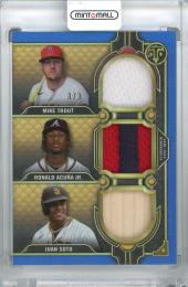 2022 Topps Triple Threads Mike Trout/Ronald Acuna Jr./Juan Soto Triple Threads Relics Combos Sapphire #RCC-TAS 【3/3(ラストナンバー)】