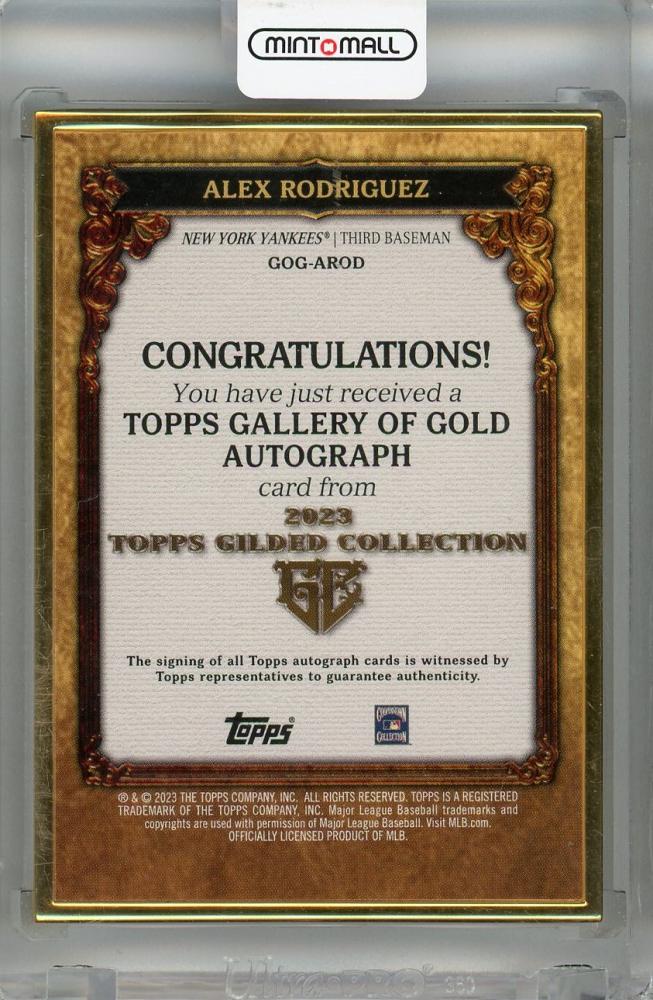 ミントモール / MINT 浦和店 / 2023 Topps Gilded Collection Alex Rodriguez Gallery of  Gold Autographs Onyx #GOG-AROD【02/10】 New York Yankees