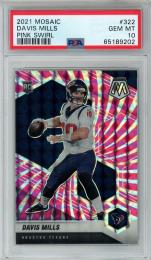 2021 Panini Mosaic Football Davis Mills Pink Swirl/RC/#322【11/11】【PSA10】 Houston Texans