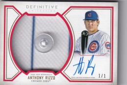 2019 Topps Definitive Collection Chicago Cubs Anthony Rizzo Autograph Relics Red Jersey Button(1of1) 1/1