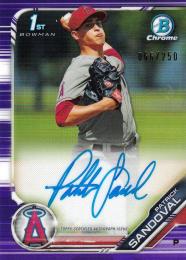 2019 Topps Bowman Chrome Los Angeles Angels Patrick Sandoval Bowman Chrome Prospects Autographs Purple Refractor パラレル版 066/250