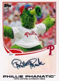 2013 Topps Opening Day Philadelphia Phillies Phillie Phanatic Mascot Autographs