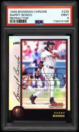 1998 Bowman Chrome #225 Barry Bonds Refractors【PSA MINT 9】  (MSV#1550)