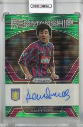 2023-24 Panini Prizm Premier League Dean Saunders Penmanship Green Pulsar Prizms #2 Auto Aston Villa