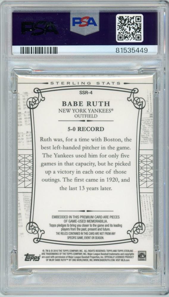 ミントモール / MINT 札幌店 / 2010 TOPPS Sterling Babe Ruth Sterling Stats Relics ...