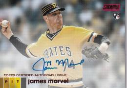 2020 Topps Stadium Club Baseball Pittsburgh Pirates James Marvel Base Autographs, Red Parallel