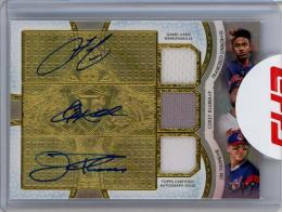 2018 Topps Triple Threads  Jim Thome / Francisco Lindor / Corey Kluber Autograph Relic Combos Silver #ARCLKT 09/27