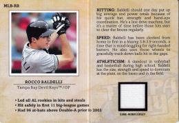 2004 Fleer Platinum Tampa Bay Devil Rays Rocco Baldelli MLB Scouting Report Game Jersey 027/250