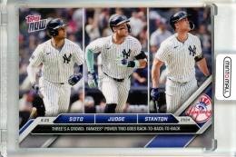 2024 Topps Now Juan Soto / Aaron Judge / Giancarlo Stanton #595 Three's a Crowd:Yankees Power Trio Goes Back-to-Back-to-Back Yankees