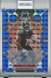 2023 Panini Mosaic Football  Bijan Robinso Base Rookie Autographs Mosaic/Blue Parallels/RC 77/99