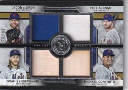 2020 Topps Museum Collection New York Mets Jacob deGrom/Noah Syndergaard/Pete Alonso/Michael Conforto Primary Pieces Four Player Quad Relics 08/99