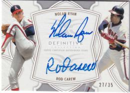 2020 Topps Definitive Collection California Angels Nolan Ryan/Rod Carew Dual Autographs 27/35