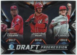 2019 Bowman Chrome Draft Draft Progression #DPRCIN Nick Lodolo/Hunter Greene/Jonathan India