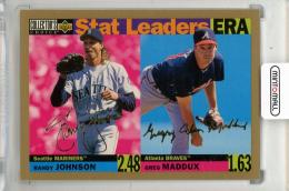 1996 UPPER DECK Collector's Choice Greg Maddux / Randy Johnson Gold Signature #8 SL Atlanta Braves / Seattle Mariners