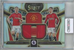 2023-24 Panini Select Premier League Soccer Rasmus Winther Hojlund/Alejandro Garnacho Dual Swatches #DS-RA Manchester United