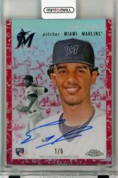 2023 Topps Chrome Platinum Anniversary Eury Perez Autographs Platinum Toile Cream Red Refractors RC #CPAEP【1/5】