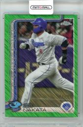 2025 TOPPS CHROME NPB 中田翔 #15 Base Card Green Shimmer Refractor Parallel【01/99】《1stナンバー》 中日