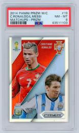 2014 Panini Prizm World Cup Cristiano Ronaldo/Lionel Messi World Cup Matchups Prizm Parallels【#19】【PSA 8】《Near MINT-MINT》 Portugal/Argentina