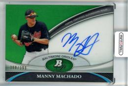 2011 Topps Bowman Platinum Manny Machado Prospect Autographs Green Refractor【368/399】 Baltimore Orioles