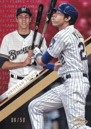 2019 Topps Gold Label Milwaukee Brewers Christian Yelich Base Class 2 Red パラレル版 06/50