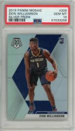 2019-20 Panini Mosaic Zion Williamson Silver RC #209【PSA 10 GEM MT】