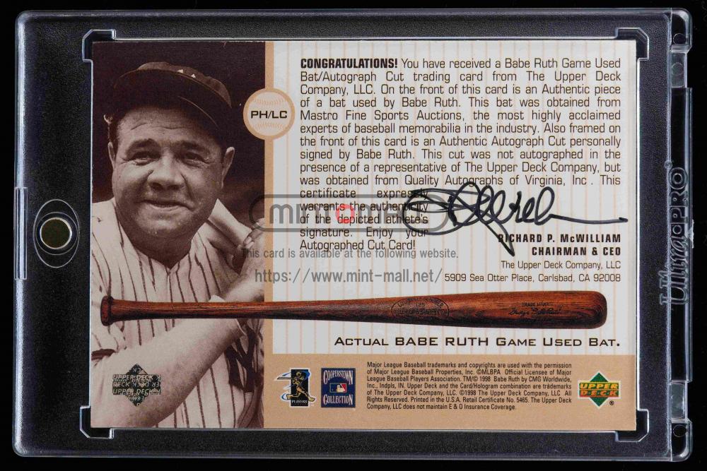 ミントモール / MINT VAULT店 (MSV委託品通販) / 1999 Upper Deck A Piece of History #PHLC  Cut Autograph Babe Ruth 【/3】 New York Yankees