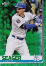 2019 Topps Chrome Los Angeles Dodgers Corey Seager Base Green Wave Refractors パラレル版 35/99