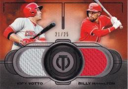 2019 Topps Tribute Cincinnati Reds Joey Votto/Billy Hamilton Dual Player Relics Orange パラレル版 21/25
