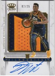 2017-18 Panini Crown Royale Donovan Mitchell Silhouettes Rookies Prime Auto RC #215 02/25