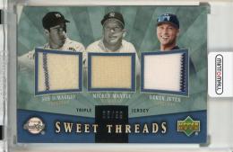 2004 Upper Deck Sweet Spot Joe DiMaggio / Mickey Mantle / Derek Jeter Sweet Threads Triple #STTDMJ【85/99】
