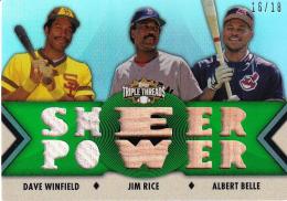 2012 Topps Triple Threads San Diego Padres/Boston Red Sox/Cleveland Indians Dave Winfield/Jim Rice/Albert Belle Triple Threads Relics Combo Emerald パラレル版 16/18