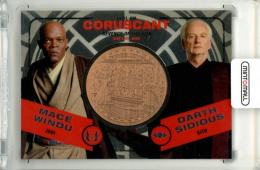 2015 Topps Star Wars Chrome Mace Windu vs Darth Sidious Medallion