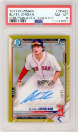 2021 Bowman Blaze Jordan #CPABJ Chrome Prospect Autograph Gold Refractor【14/50】【PSA 8】 Boston Red Sox