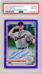 2020 Bowman Draft Colt Keith #CDAKC Chrome Draft Pick Autograph Purple Refractor【123/250】【PSA 8】 Detroit Tigers