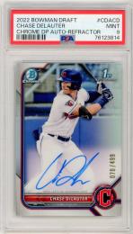 2022 Bowman Draft Chase Delauter #CDACD Chrome Draft Pick Autograph Refractor【70/499】【PSA 9】 Cleveland Guardians