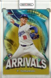 2024 Topps Finest Yoshinobu Yamamoto Arrivals Gold Refractors【50/50】 Los Angeles Dodgers