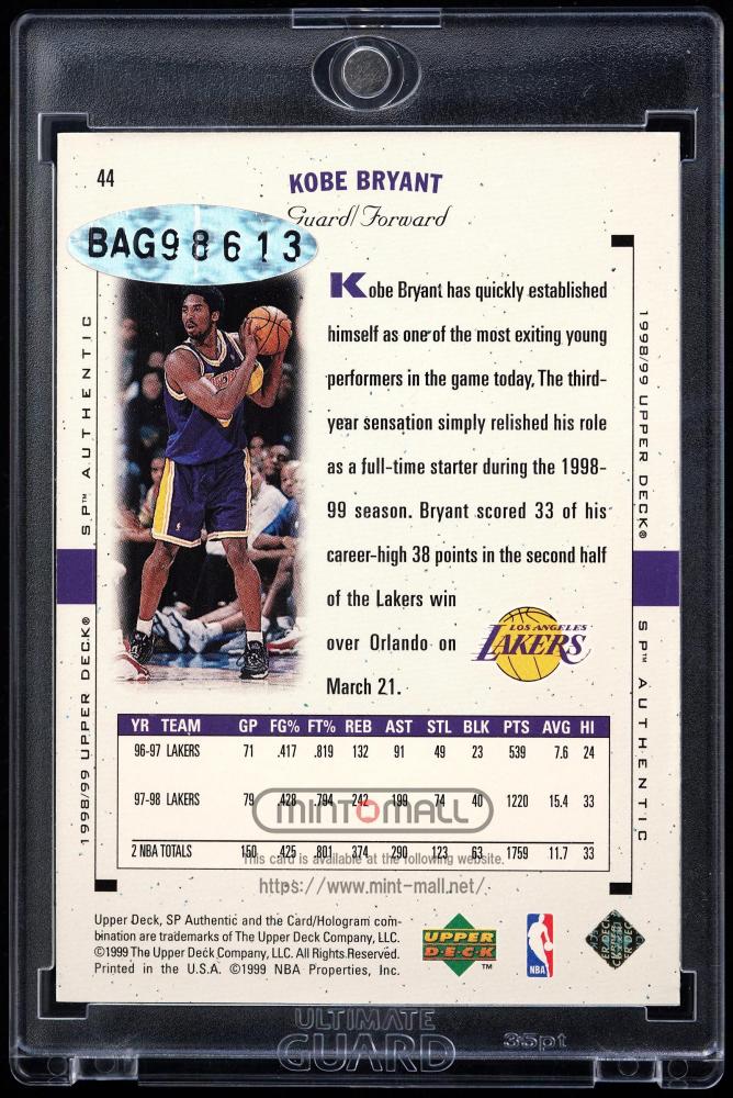 ミントモール / MINT VAULT店 (MSV委託品通販) / 1999-00 SP Authentic #8 Kobe Bryant  BuyBack Autograph 98-9SPA【78/132】 Los Angeles Lakers