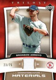 2005 UPPER DECK Trilogy  Bronson Arroyo Game Used Jersey 23/75