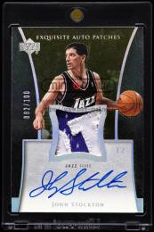 2004-05 Upper Deck Exquisite Collection #AP-JS John Stockton Exquisite Auto Patches【082/100】 (MSV#1625)