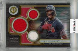 2024 Topps Tribute Ronald Acuna Jr. Tribute Triple Relics Gold #TTR-RA ※初期傷あり【35/75】 Atlanta Braves