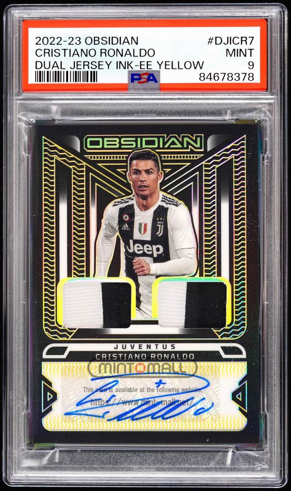 ミントモール / MINT VAULT店 (MSV委託品通販) / 2022-23 Panini Obsidian #DJICR7 Cristiano  Ronaldo Dual Jersey Ink Electric Etch Yellow【2/3】【PSA MINT 9】 Juventus  Football Club