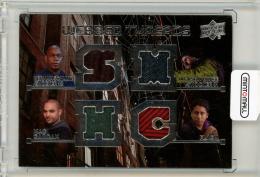 2017 Upper Deck Marvel Spider-Man Homecoming	The Second Shocker/The First Shocker/Mac Gargan/Flash Thompson	Webbed Threads Quad Memorabilia