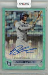2022 TOPPS Chrome Brandon Lowe Veteran Autographs Aqua Wave Refractors #CVABL【033/199】 Tampa Bay Rays