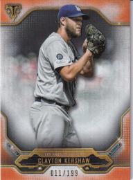2020 Topps Triple Threads Los Angeles Dodgers Clayton Kershaw Base Amberパラレル版 011/199